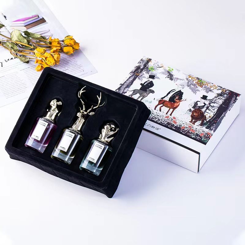 3pcs set aristocratic beast head perfume for men and women durable fresh flower and fruit fragrance exquisite gift box set