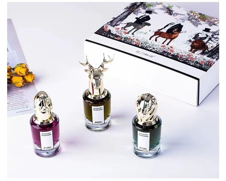3pcs set aristocratic beast head perfume for men and women durable fresh flower and fruit fragrance exquisite gift box set