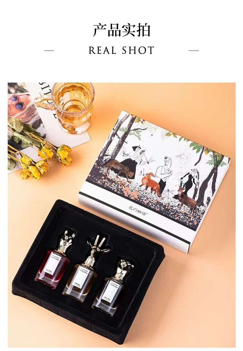 3pcs set aristocratic beast head perfume for men and women durable fresh flower and fruit fragrance exquisite gift box set