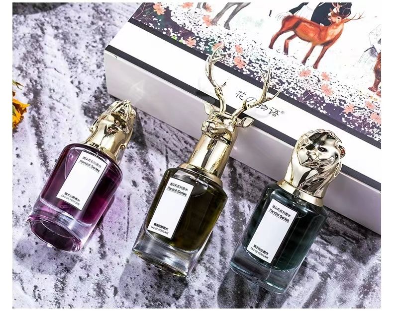3pcs set aristocratic beast head perfume for men and women durable fresh flower and fruit fragrance exquisite gift box set