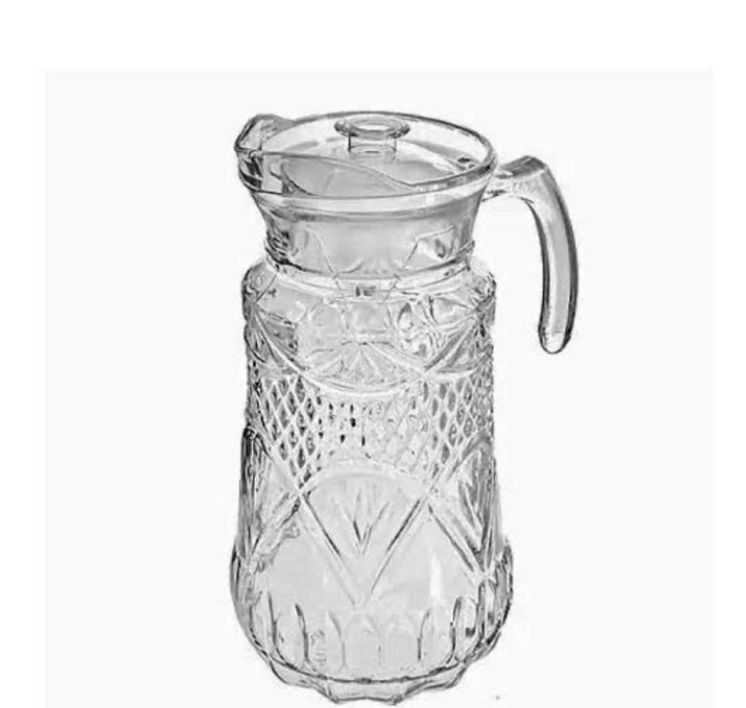 ELEGANT GLASS JUGClassic water shape is crafted with fire-polished rim. Machine-made using the latest technology to resemble the quality of hand-blown stemware at an everyday price. This Water Jug  fe