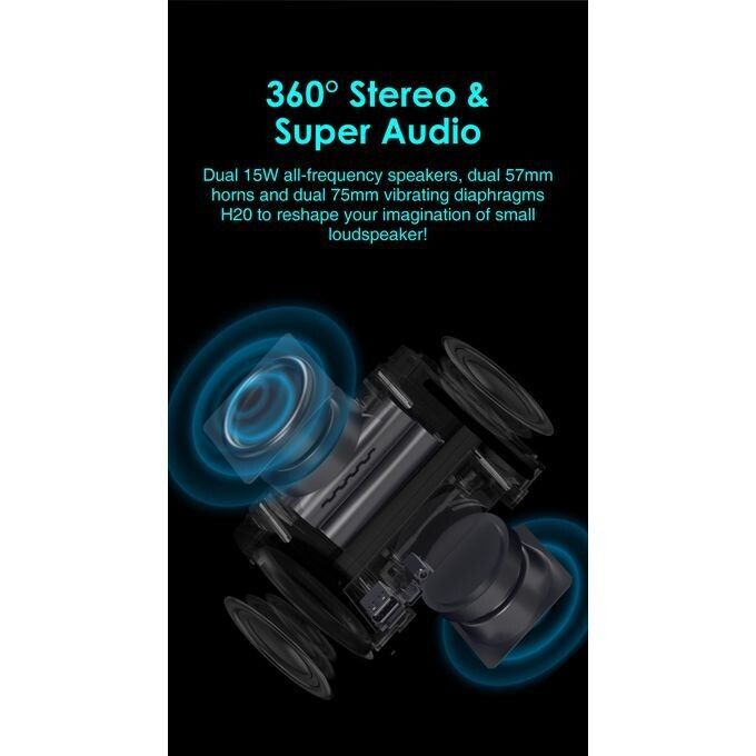 RBT H20 Wireless Bluetooth Speaker Portable 30W Bluetooth Speaker Big Sound Wireless Virtual Surround Sound AUX In, USB, TF