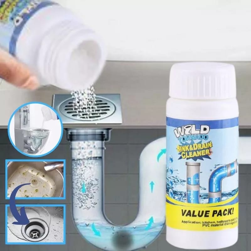 Unloshe Wild Tornado SINK AND DRAIN CLEANER, POWERFUL DRAIN CLOG REMOVER, Pipe Dredge Fast Foaming Sink Drain Cleaner for Kitchen and Pipes Quick Cleaning Tool, SINK UNBLOCKER