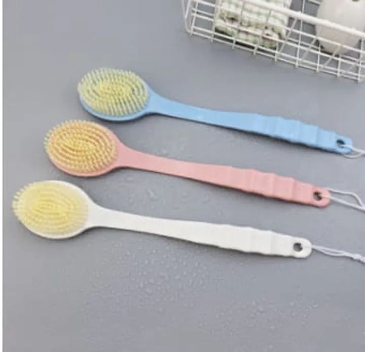 Shower BODY BRUSH with Bristles BACK SCRUBBER with Curved Long Handle for Skin Exfoliating Bath, Massage Bristles Suitable for Wet or Dry Skin