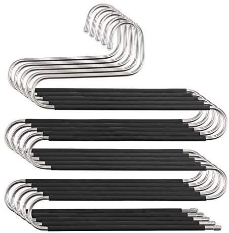 S-Shaped Hangers S-Type Space Saving Pants Non-Slip Hangers Trouser Hangers Stainless Steel Multi Layer Multifunctional Pant Hanger Closet Storage for Jeans Shirts for Scarfs Ties