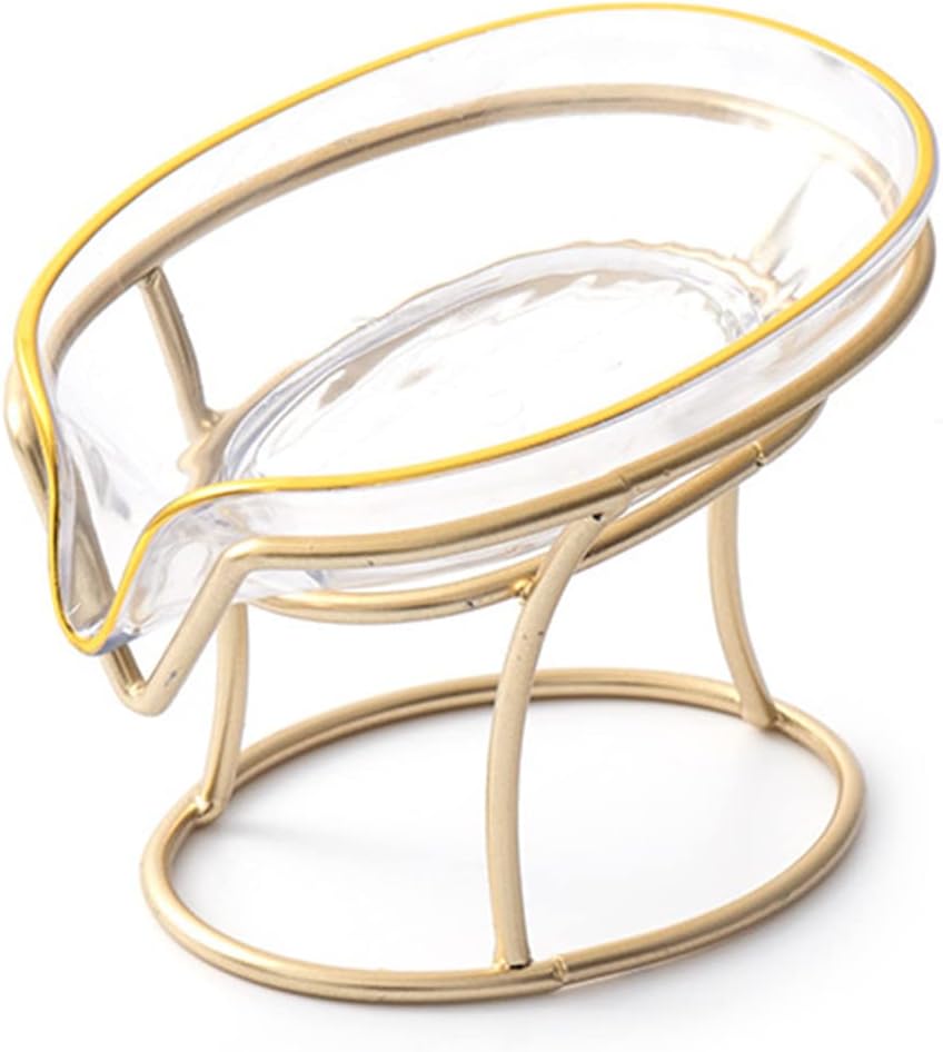 Happy life 45 degree slanted self draining soap dish with a golden stand Bathroom Soap Dish Light Luxury Soap Holder Toilet Soap Tray Kitchen Box Container Style Savon Rack Household Accessories