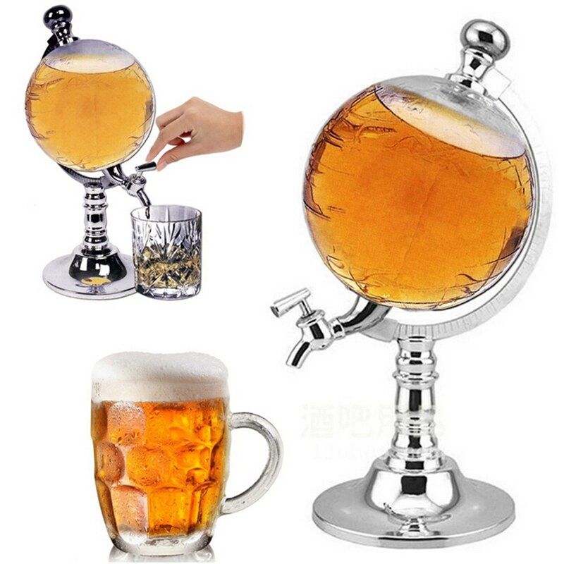 3L Globe Whiskey Decanter, High Capacity Shaped Wine Decanter Dispenser for Wine, Beer, Whiskey, Drinks