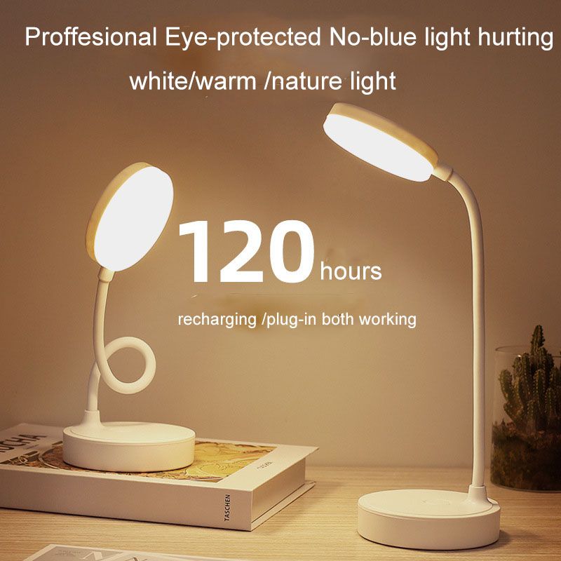 led desk lamp USB rechargeable table lamp button control power battery 1200 mah