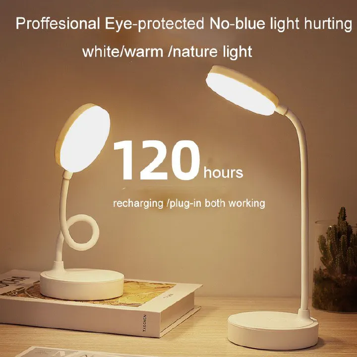 led desk lamp USB rechargeable table lamp button control power battery 1200 mah
