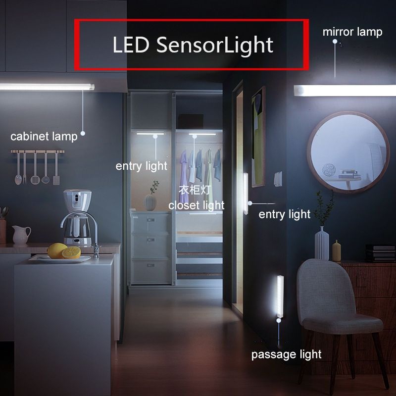 Led sensor light USB rechargeable Night light Magnet using for lobby /lunch/stairs/bed/ect.