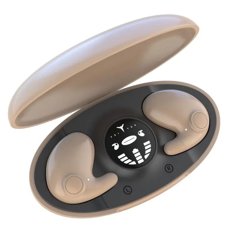 Invisible Sleep Wireless Earphone TWS Bluetooth 5.3 Earpods Hidden Earbuds IPX5 Waterproof Noise Reduction Sports Headset Khaki