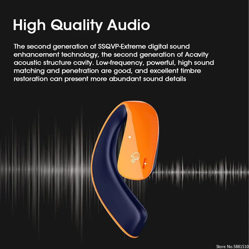 Original Bone Conduction Bluetooth Earphones Open Ear Clip Wireless Headphone with Mic Sports Headsets for Android IPhone Huawei