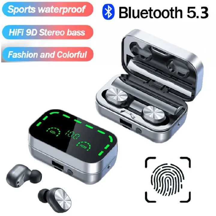 TWS YD05 Wireless Headset Bluetooth 5.3 High Fidelity Stereo HD Digital Display with Microphone Waterproof Game Earphones