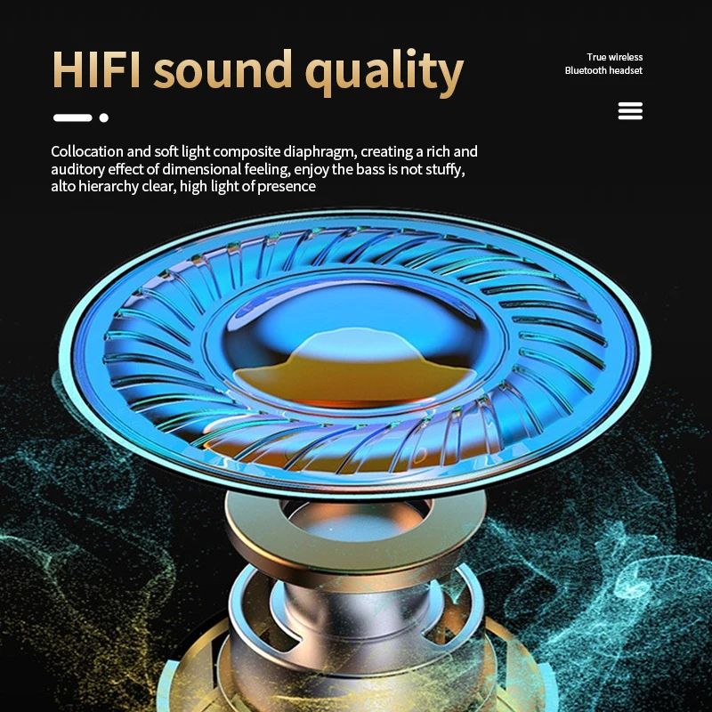 TWS YD05 Wireless Headset Bluetooth 5.3 High Fidelity Stereo HD Digital Display with Microphone Waterproof Game Earphones