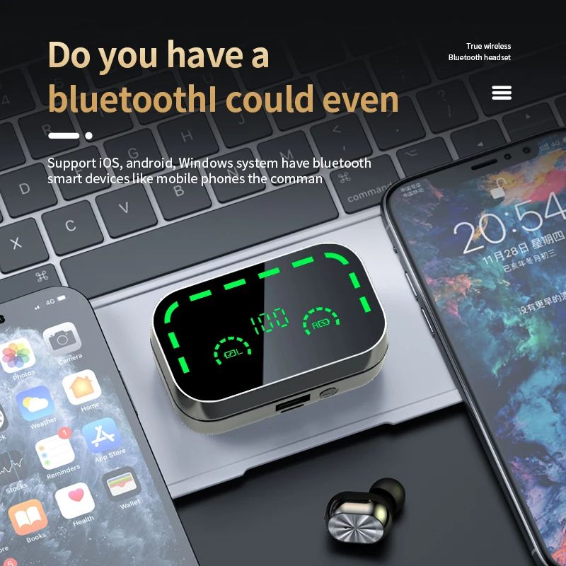 TWS YD05 Wireless Headset Bluetooth 5.3 High Fidelity Stereo HD Digital Display with Microphone Waterproof Game Earphones