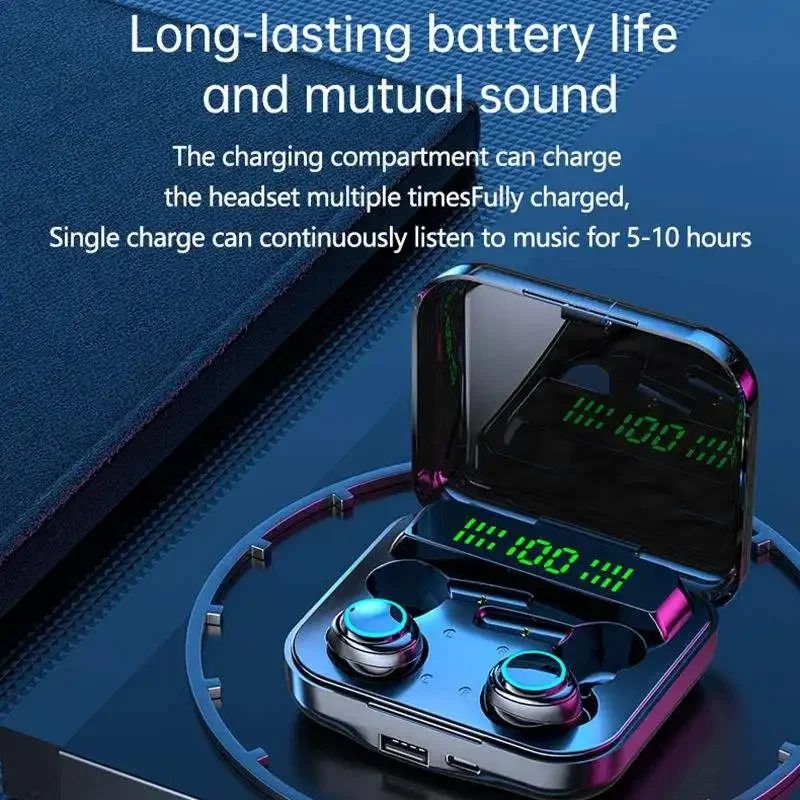 M21 TWS Wireless Bluetooth Headphones Couple Earbuds Touch Earphones Stereo Sports LED Display 9D Four Headset for Double People