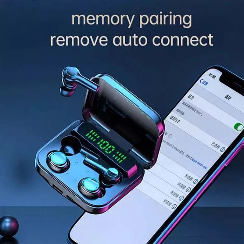 M21 TWS Wireless Bluetooth Headphones Couple Earbuds Touch Earphones Stereo Sports LED Display 9D Four Headset for Double People