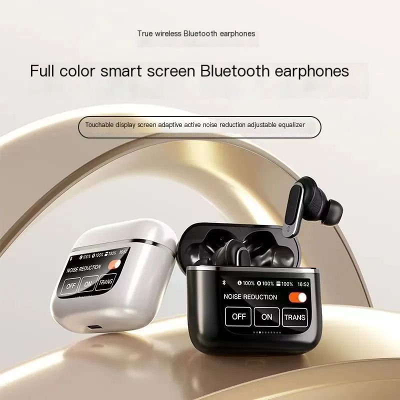 V8 Full Color Smart Screen Bluetooth Earphones HIFI In Ear Active Noise Cancellation LCD Touch IPX4 Waterproof Sports Earbuds