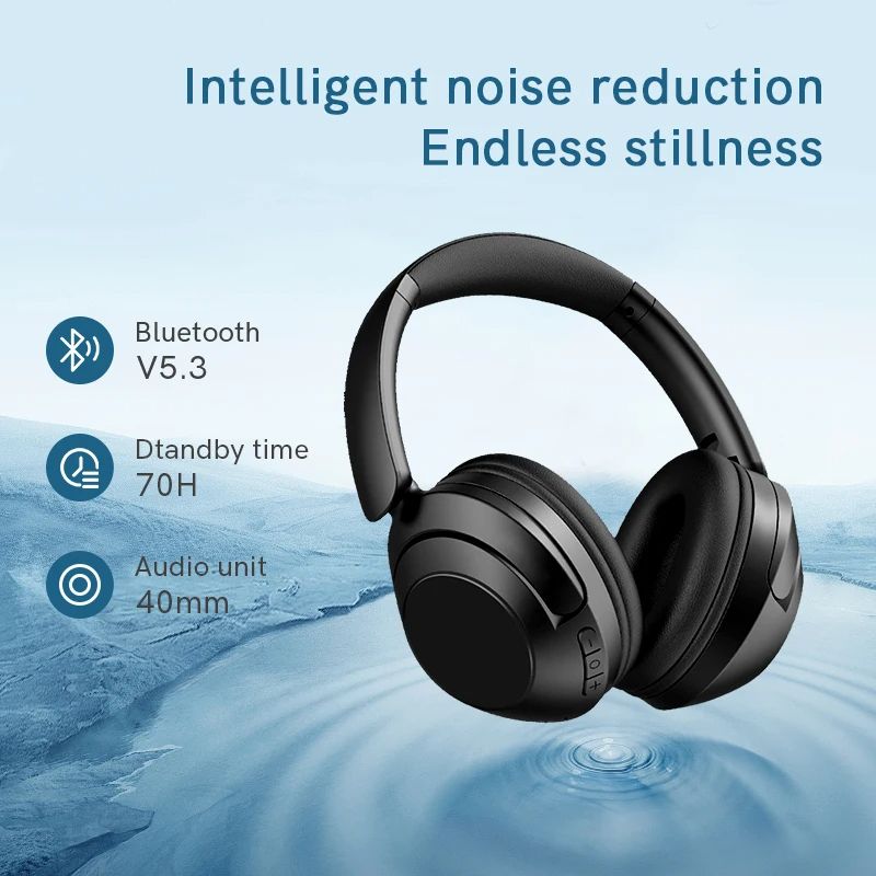 D-910 Wireless Noise Reduction Earphones Bluetooth 5.3 Earphones 40mm Driver Foldable Headphones