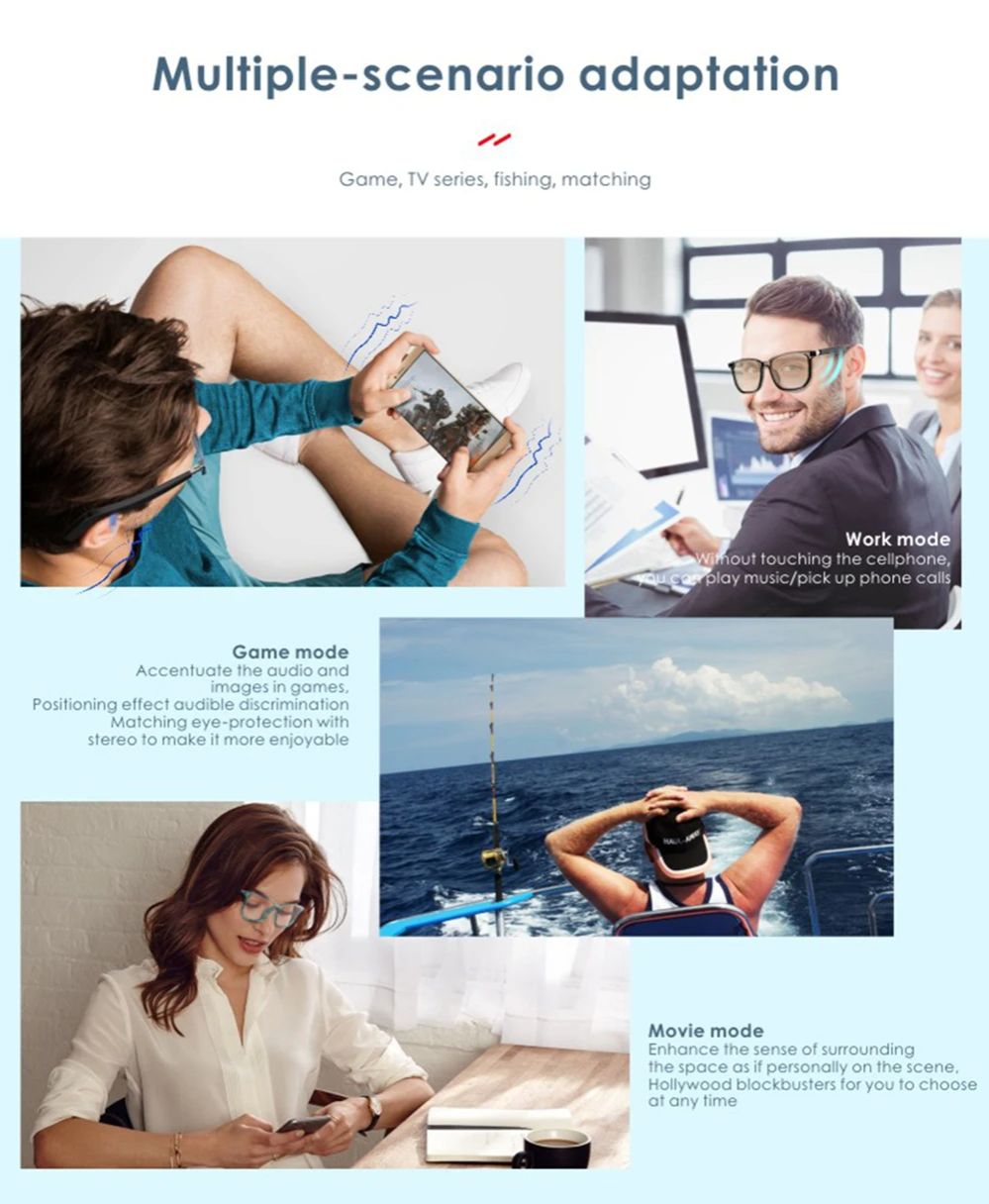 New H2 Smart Bluetooth Glasses Man Women Glasses Sport Otdoor Music Hands-Free Calling Anti-Blue Eyeglasses IP67 for Android Iphone