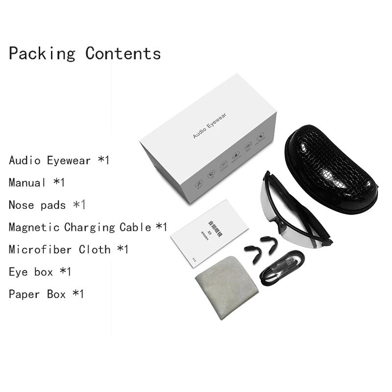 Smart Glasses Headset Wireless Bluetooth Sunglasses X3 Outdoor Sports Riding Earphone Calling Music Anti-Blue Eyeglasses