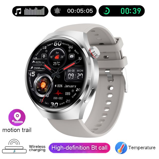 New GPS Smart Watch Men For GT4 Pro 360*360 HD Screen Heart rate Bluetooth Call NFC IP68 Waterproof Blood Sugar Smartwatch