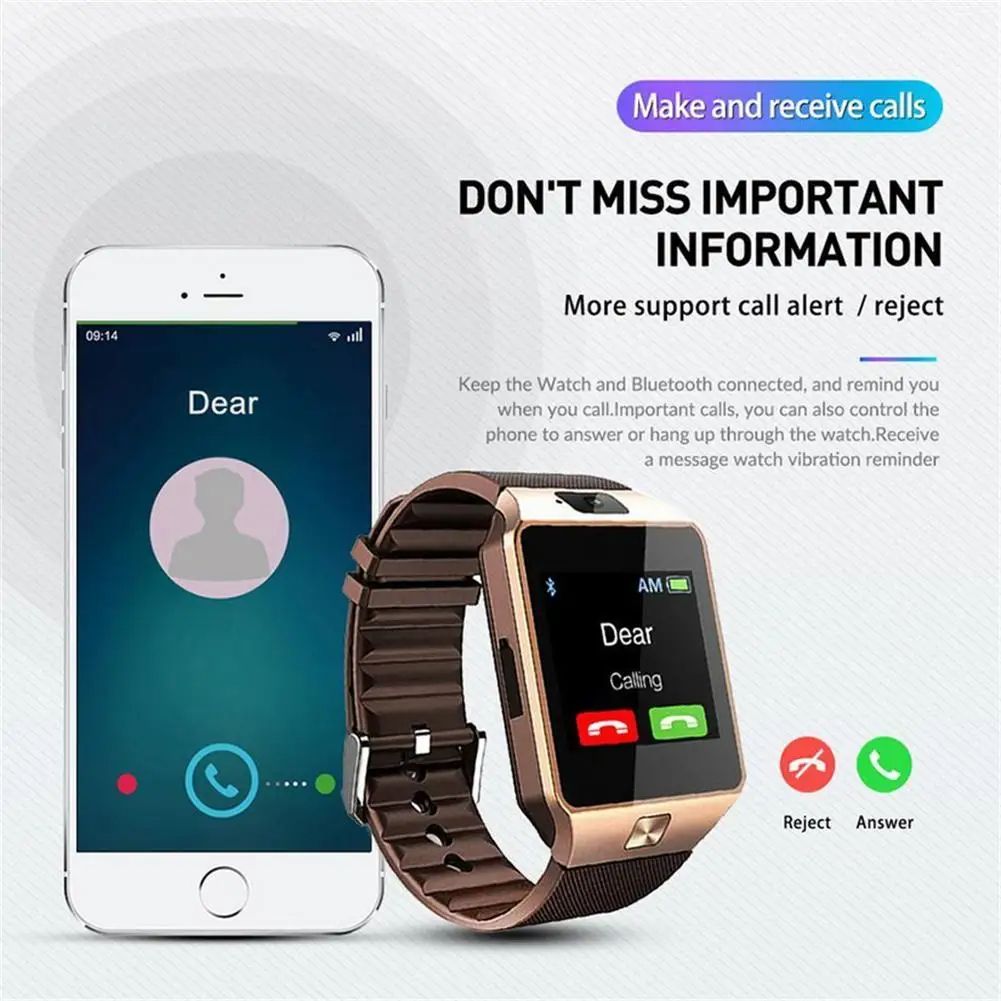 DZ09 Professional Smart Watch Support TF Card SIM Sleep Monitor Fitness Tracker Remote Control Music Camera Watch For Android