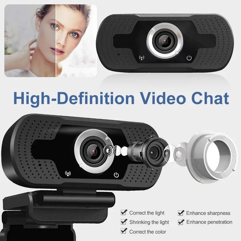 1080P Computer Camera Built-in 110 ° Wide Angle and Microphone for Most System Applications and Can Be Installed on The Monitor