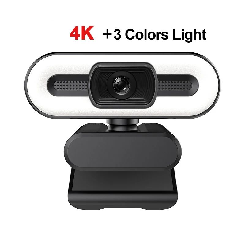 Portable 4K Webcam PC Laptop 2K 1080P Webcam Live Streaming Flexible Full HD Web Camera For Computer With Microphone With Light