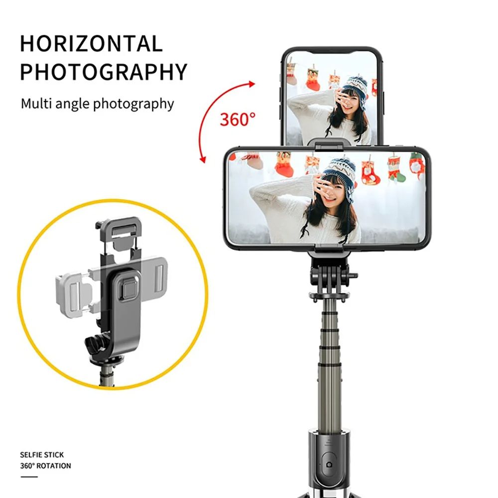 L03 Foldable Extended Selfie Stick Tripod Stand Handheld Gimbal Stabilizer Bluetooth Remote Smartphone Selfie Stick Holder Stand