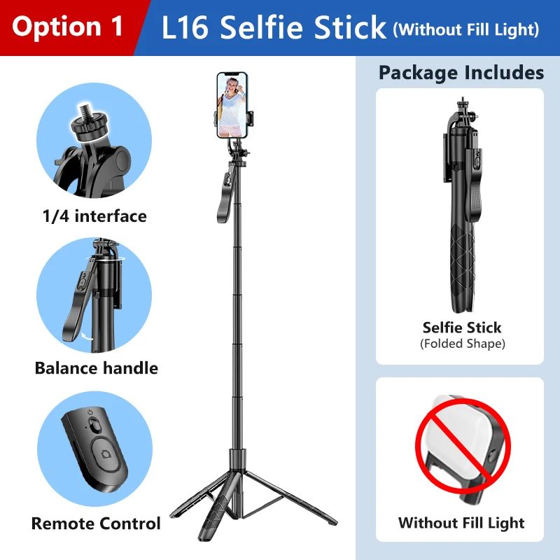 L16 1530mm Wireless Selfie Stick Tripod Stand Foldable Monopod for Gopro Action Cameras Smartphones Balance Steady Shooting Live