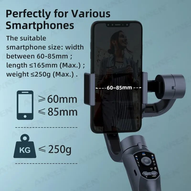3-Axis Handheld Gimbal Smartphone Stabilizer Cellphone Selfie Stick for Android iPhone Phone Vlog Anti Shake Video Recording