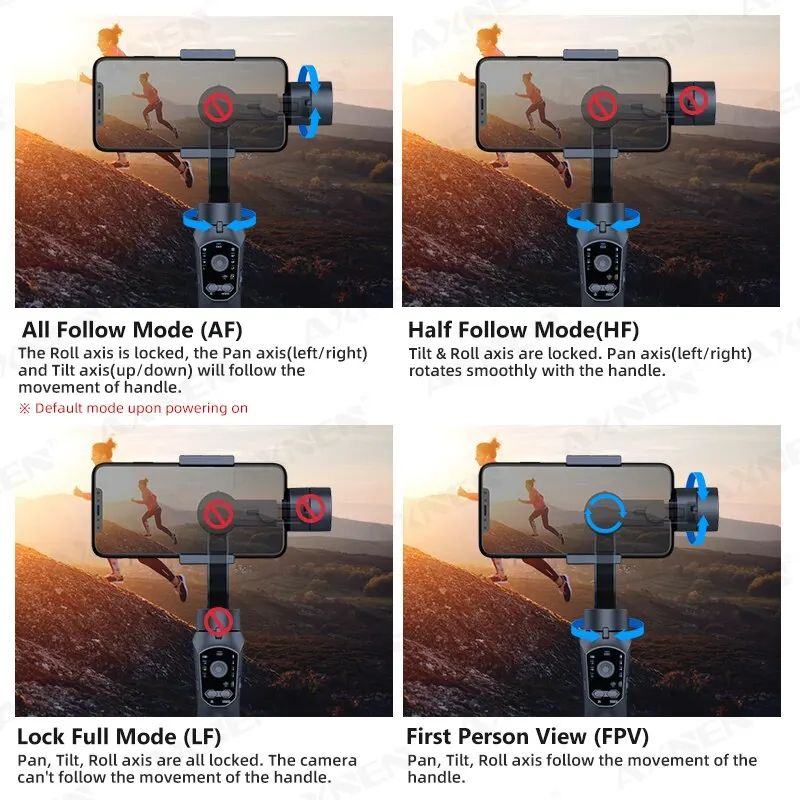 3-Axis Handheld Gimbal Smartphone Stabilizer Cellphone Selfie Stick for Android iPhone Phone Vlog Anti Shake Video Recording