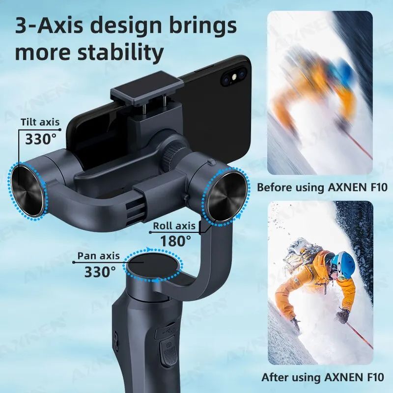 3-Axis Handheld Gimbal Smartphone Stabilizer Cellphone Selfie Stick for Android iPhone Phone Vlog Anti Shake Video Recording