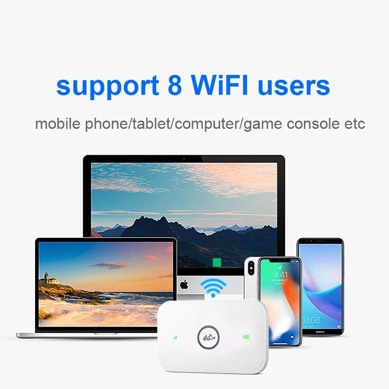 4G router Wireless lte wifi modem Sim Card Router MIFI pocket hotspot 8 WiFi users built-in battery portable WiFi