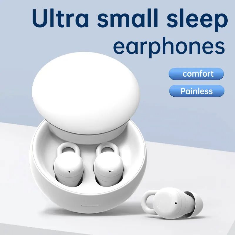 Mini Sleep wireless headphones bluetooth headset invisible earbuds Dual noise reduction with mic earphones Sliding Cover Design