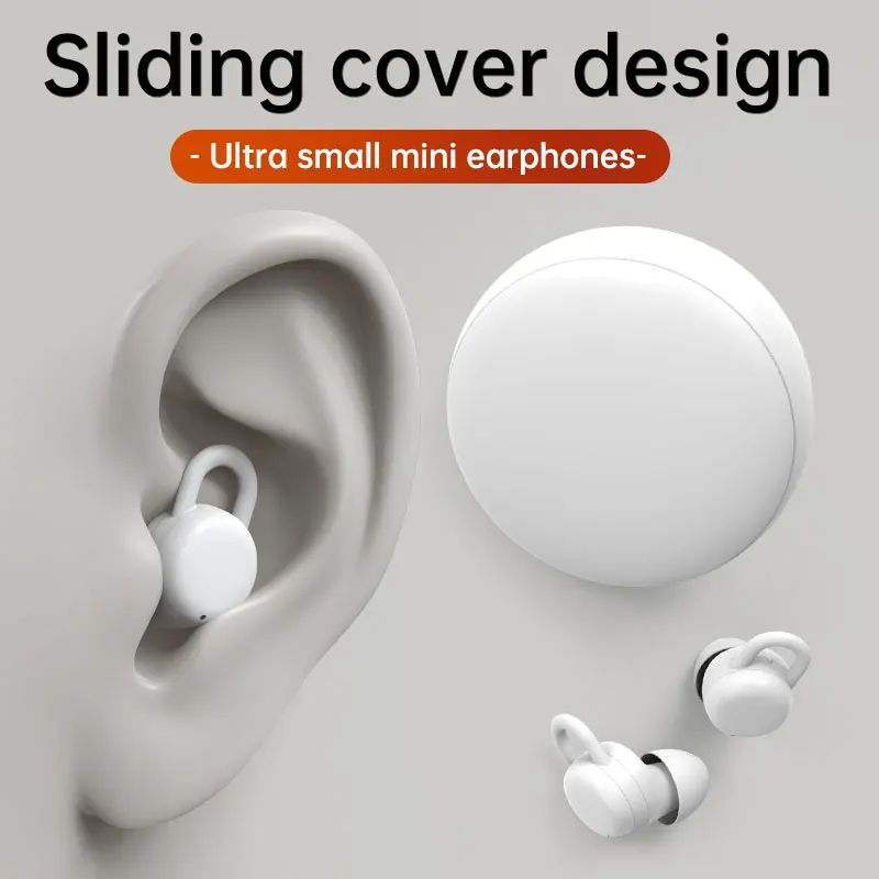 Mini Sleep wireless headphones bluetooth headset invisible earbuds Dual noise reduction with mic earphones Sliding Cover Design