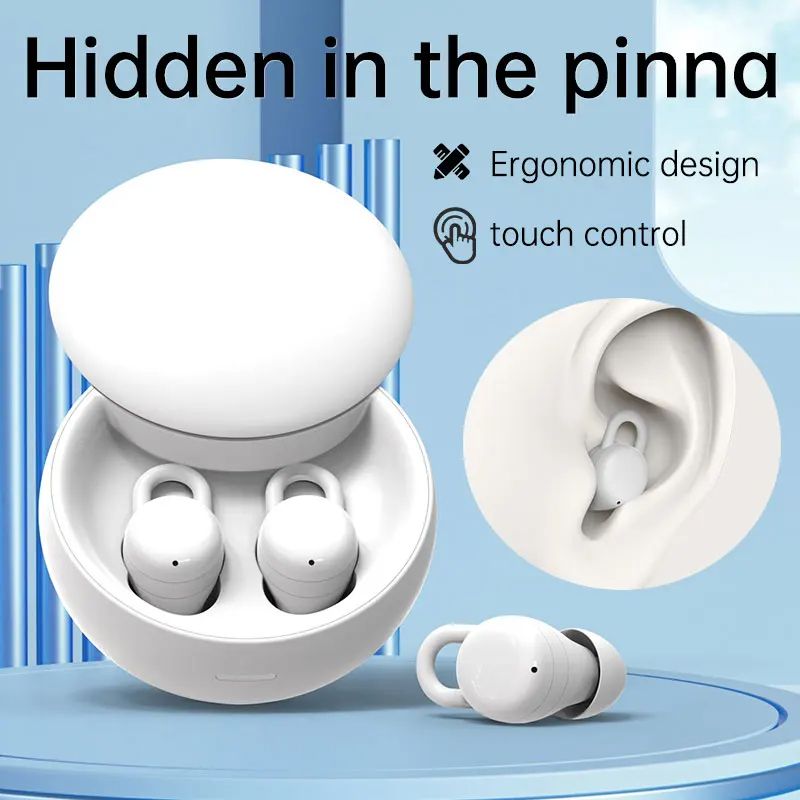 Mini Sleep wireless headphones bluetooth headset invisible earbuds Dual noise reduction with mic earphones Sliding Cover Design