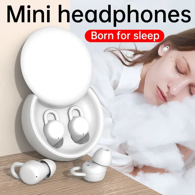 Mini Sleep wireless headphones bluetooth headset invisible earbuds Dual noise reduction with mic earphones Sliding Cover Design