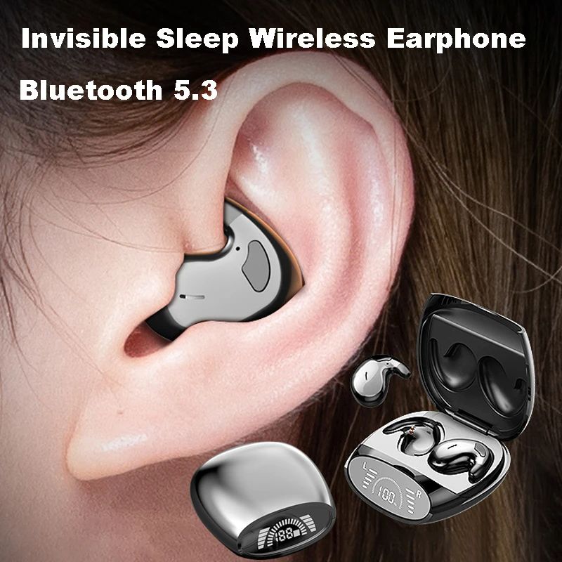 Tiny Mini Headphones Sleep Invisible Earbuds Hidden Noise Cancelling TWS Wireless Headsets Sports Stereo Bluetooth 5.3 Earphone