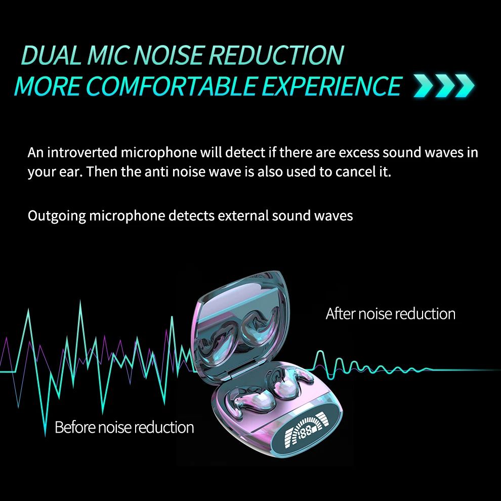 Tiny Mini Headphones Sleep Invisible Earbuds Hidden Noise Cancelling TWS Wireless Headsets Sports Stereo Bluetooth 5.3 Earphone