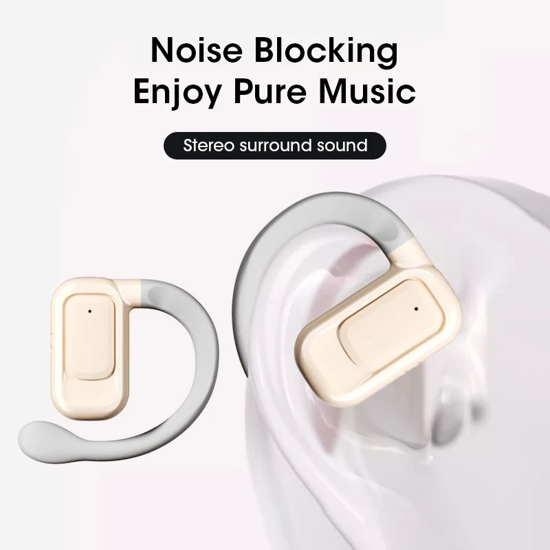 Wireless Headphones OWS Earbuds Deep Bass Rotable Earhook Open Ear Earphones Bluetooth 5.3 with Mic for Drivers Office Sports