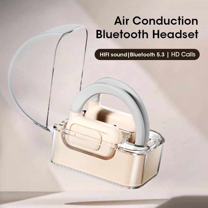 Wireless Headphones OWS Earbuds Deep Bass Rotable Earhook Open Ear Earphones Bluetooth 5.3 with Mic for Drivers Office Sports