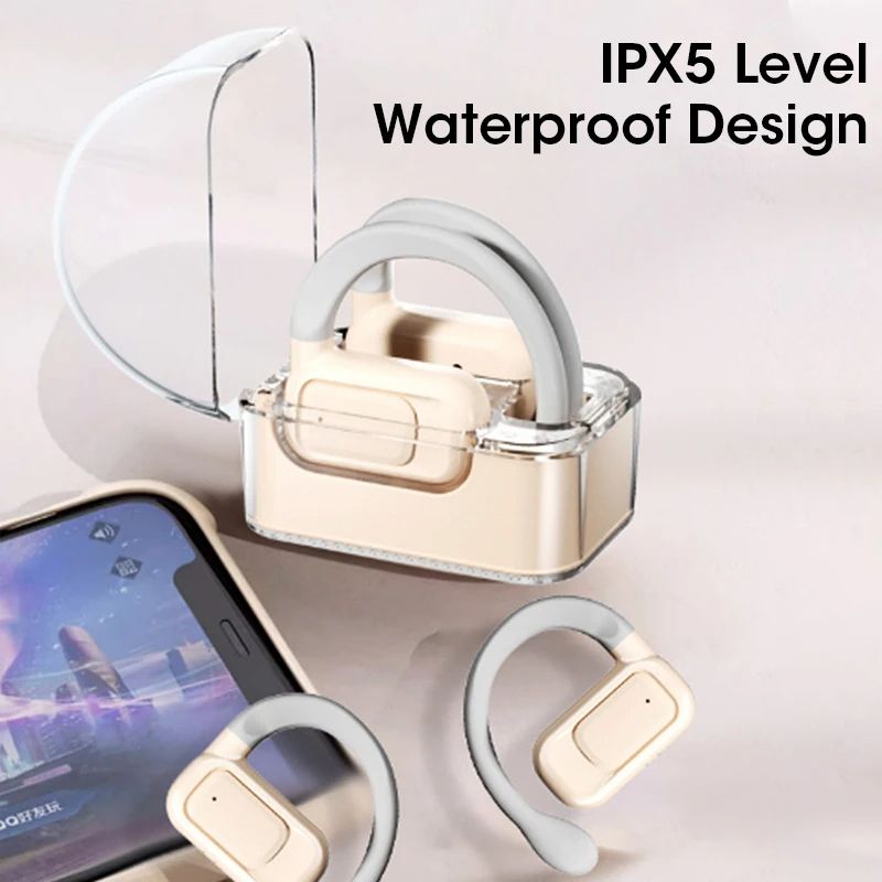 Wireless Headphones OWS Earbuds Deep Bass Rotable Earhook Open Ear Earphones Bluetooth 5.3 with Mic for Drivers Office Sports