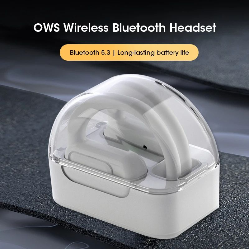 Wireless Headphones OWS Earbuds Deep Bass Rotable Earhook Open Ear Earphones Bluetooth 5.3 with Mic for Drivers Office Sports
