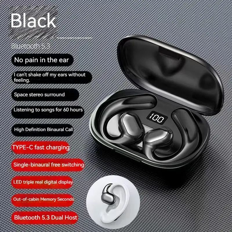 Open-Ear Bone Conduction Headphones Wireless Earbuds Bluetooth 5.3 Quality Sound Air Conduction Waterproof Sport Driving Headset