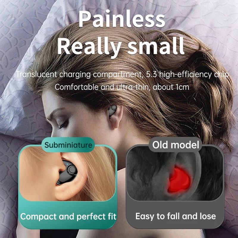 Invisible Earbuds Sleep Headphones 5.3 Wireless Bluetooth Headset Ultra-Thin Noise Reduction Stereo Earphone Waterproof