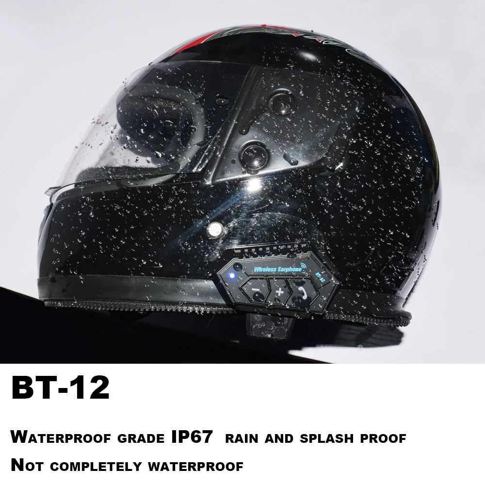 BT12 Bluetooth Motorcycle Helmet Headset Headphone Wireless Motor Bike Handsfree Stereo Earphone Speaker Auto/Manual Call