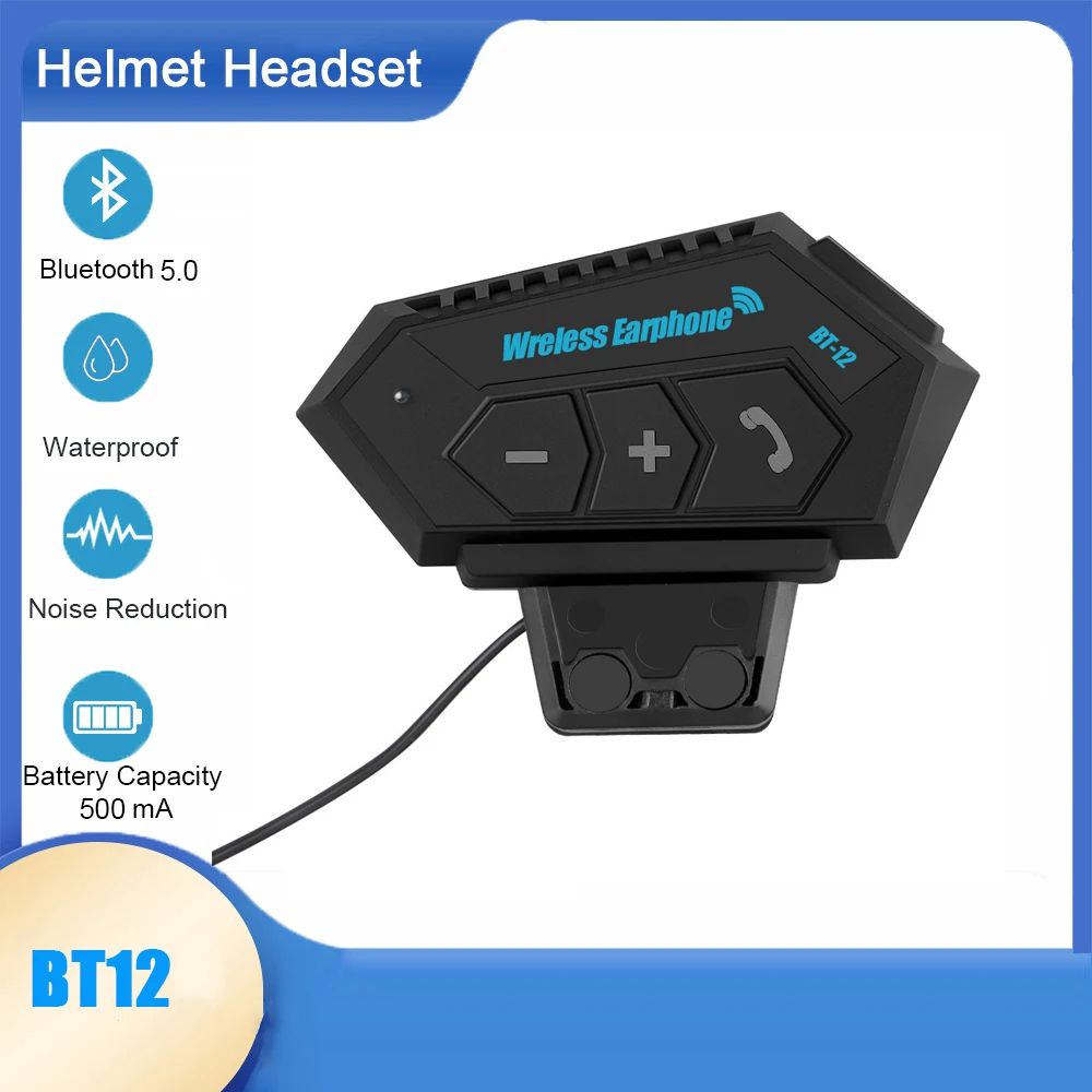 BT12 Bluetooth Motorcycle Helmet Headset Headphone Wireless Motor Bike Handsfree Stereo Earphone Speaker Auto/Manual Call