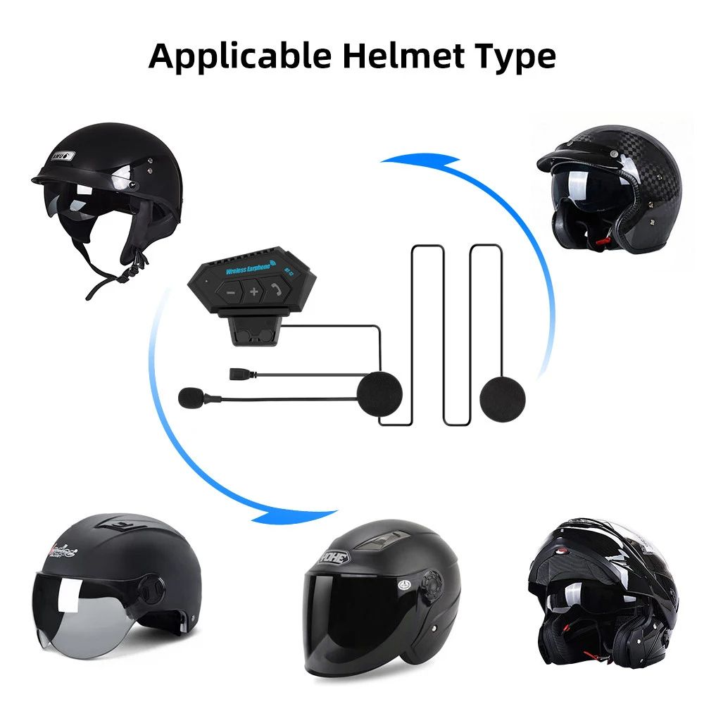 BT12 Bluetooth Motorcycle Helmet Headset Headphone Wireless Motor Bike Handsfree Stereo Earphone Speaker Auto/Manual Call